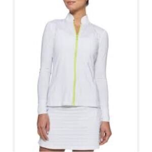 L'Etiole Long Sleeve Full Zip Tennis Active Jacket White/Green Women Size XS NWT